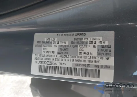 2025 Mazda Cx-5 2.5 S Carbon Edition z USA, uszkodzony, nr VIN JM3KFBCM9S0561387